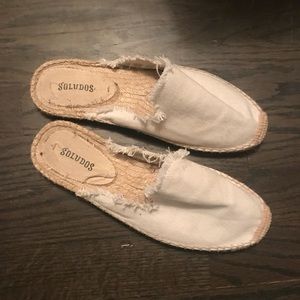 Soludos white slip ons